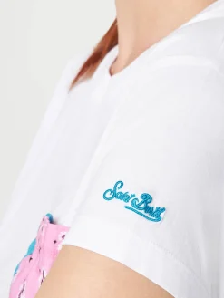 Damen-T-Shirt aus Baumwolle mit Tasche