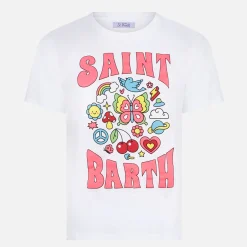 Damen-T-Shirt aus Baumwolle mit Saint-Barth-Aufdruck