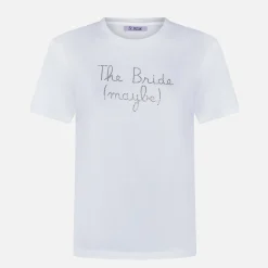 Damen-T-Shirt aus Baumwolle mit „The Bride (vielleicht)“-Strassstickerei