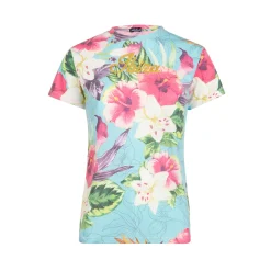 Damen-T-Shirt aus Baumwolle mit Ibiskus-Print