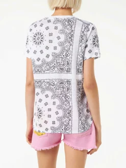Damen-T-Shirt aus Leinen mit Bandana-Print