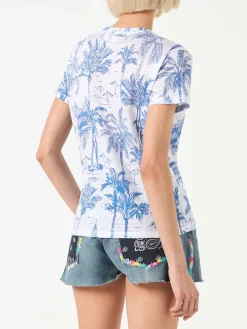 Damen-T-Shirt aus Leinen mit Toile-de-Jouy-Print