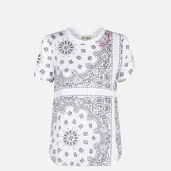 Damen-T-Shirt aus Leinen mit Bandana-Print