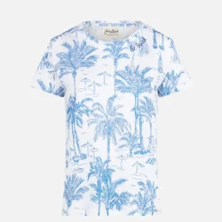 Damen-T-Shirt aus Leinen mit Toile-de-Jouy-Print