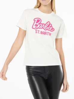 Damen-T-Shirt aus schwerer Baumwolle mit Barbie St. Barth-Aufdruck | BARBIE-SONDEREDITION