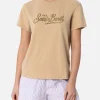 Damen-T-Shirt Emilie aus Baumwolljersey mit Rundhalsausschnitt und Saint-Barth-Strassstickerei