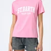 Damen-T-Shirt Emilie aus Baumwolljersey mit Rundhalsausschnitt und Saint Barth Beach Club-Aufdruck