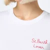 Damen-T-Shirt Emilie aus Baumwolljersey mit Rundhalsausschnitt und St. Barth Lover-Stickerei