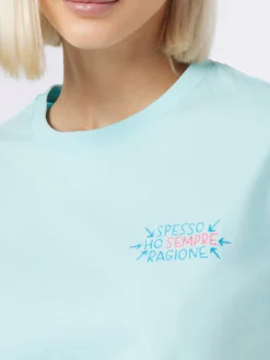Damen-T-Shirt Emilie aus Baumwolljersey mit Rundhalsausschnitt und Spesso ho Sempre Ragione-Stickerei | INSULTI LUMINOSI SONDEREDITION