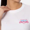 Damen-T-Shirt Emilie aus Baumwolljersey mit Rundhalsausschnitt und Stickerei „Misstufo Facilmente“ | INSULTI LUMINOSI SPECIAL EDITION