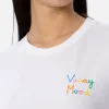Damen-T-Shirt Emilie aus Baumwolljersey mit Rundhalsausschnitt und Vacay Mood-Stickerei