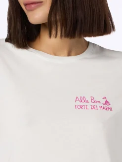 Damen-T-Shirt Emilie aus Baumwolljersey mit Rundhalsausschnitt und Baciami alle Boe-Aufdruck | ALLE BOE SPECIAL EDITION