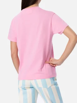 Damen-T-Shirt Emilie aus Baumwolljersey mit Rundhalsausschnitt und Barbie St. Barth-Aufdruck | BARBIE SPECIAL EDITION