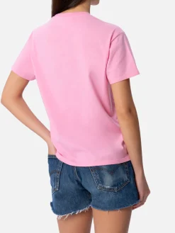 Damen-T-Shirt Emilie aus Baumwolljersey mit Rundhalsausschnitt und Bikini Obsession-Stickerei