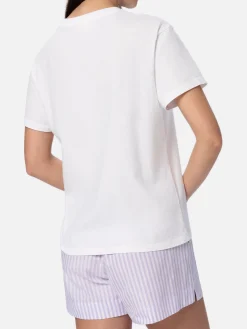 Damen-T-Shirt Emilie aus Baumwolljersey mit Rundhalsausschnitt und „Save water, Drink spritz“-Stickerei