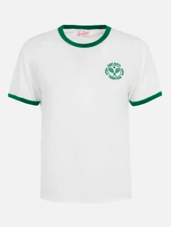 Damen-T-Shirt Emilie aus Baumwolljersey mit Rundhalsausschnitt und Frottee-Details