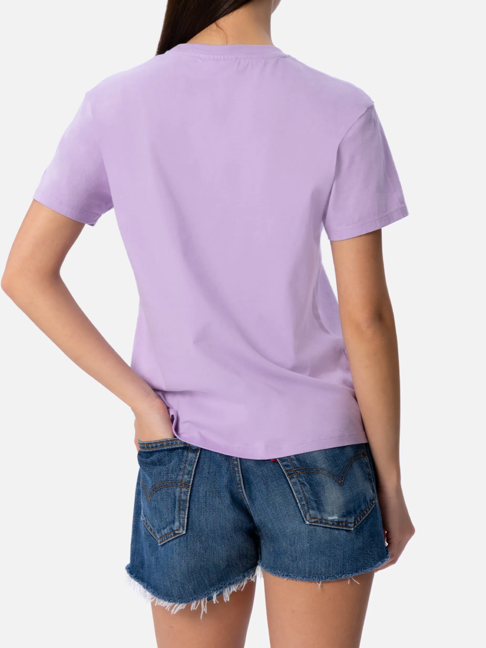 Damen-T-Shirt Emilie aus Baumwolljersey mit Rundhalsausschnitt und „Save water drink Spritz“-Stickerei