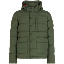 Daunenjacke mit Kapuze und ethnischem Aufdruck