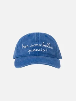 Denim-bestickte Baseballkappe „Davis“ mit „non sono bello, piaccio“-Stickerei | VACANZE DI NATALE SONDERAUSGABE