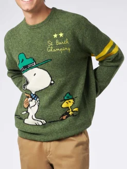 Donegal-Pullover für Herren mit Rundhalsausschnitt und Snoopy-Jacquard-Print | SNOOPY – ©PEANUTS SONDERAUSGABE