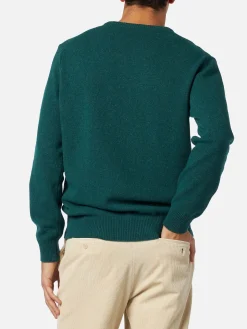 Donegal-Pullover für Herren mit Rundhalsausschnitt und Jacquard-Aufdruck mit Landhund