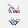 Einschultriger Bikini für Mädchen mit Rüschen