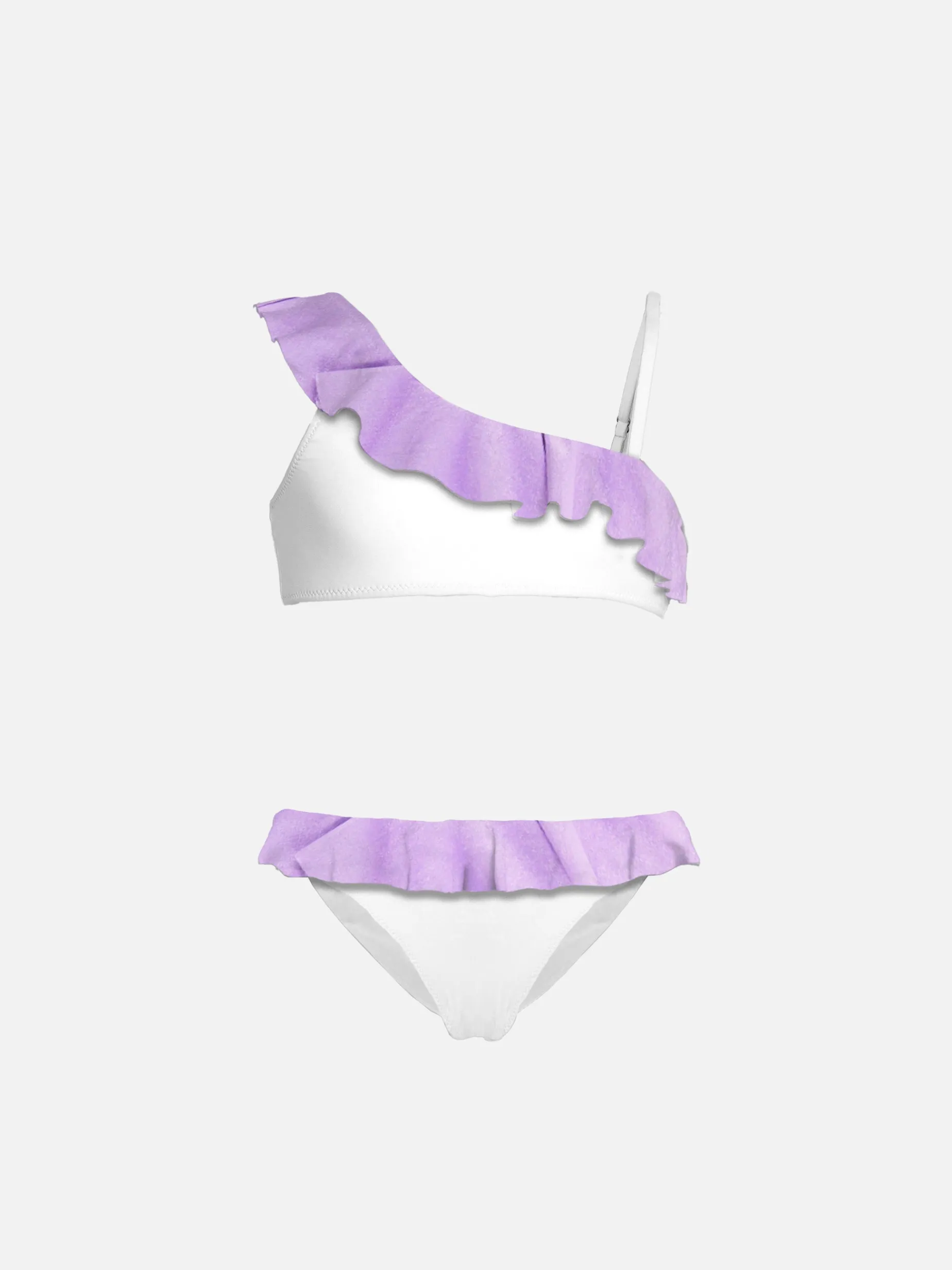 Einschultriger Bikini für Mädchen mit Rüschen