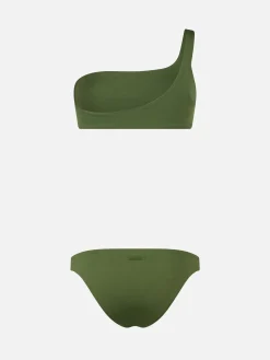 Einschultriger Bralette-Bikini für Damen in Militärgrün von Celestine Maia