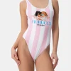 Einteiliger Damen-Badeanzug mit Scoopback-Streifendruck | FIORUCCI-SONDERAUSGABE