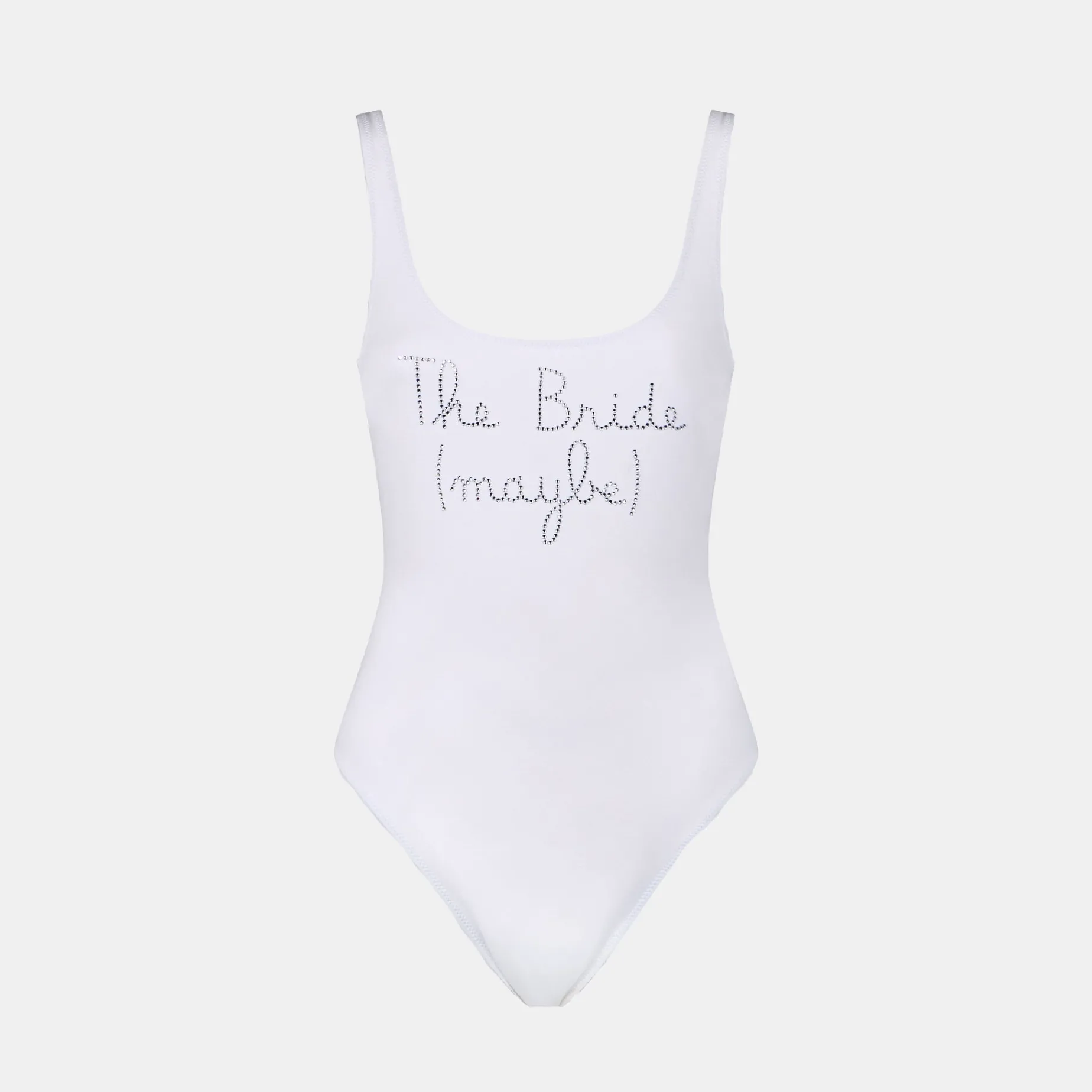Einteiliger Damen-Badeanzug mit „The Bride Maybe“-Strassstickerei