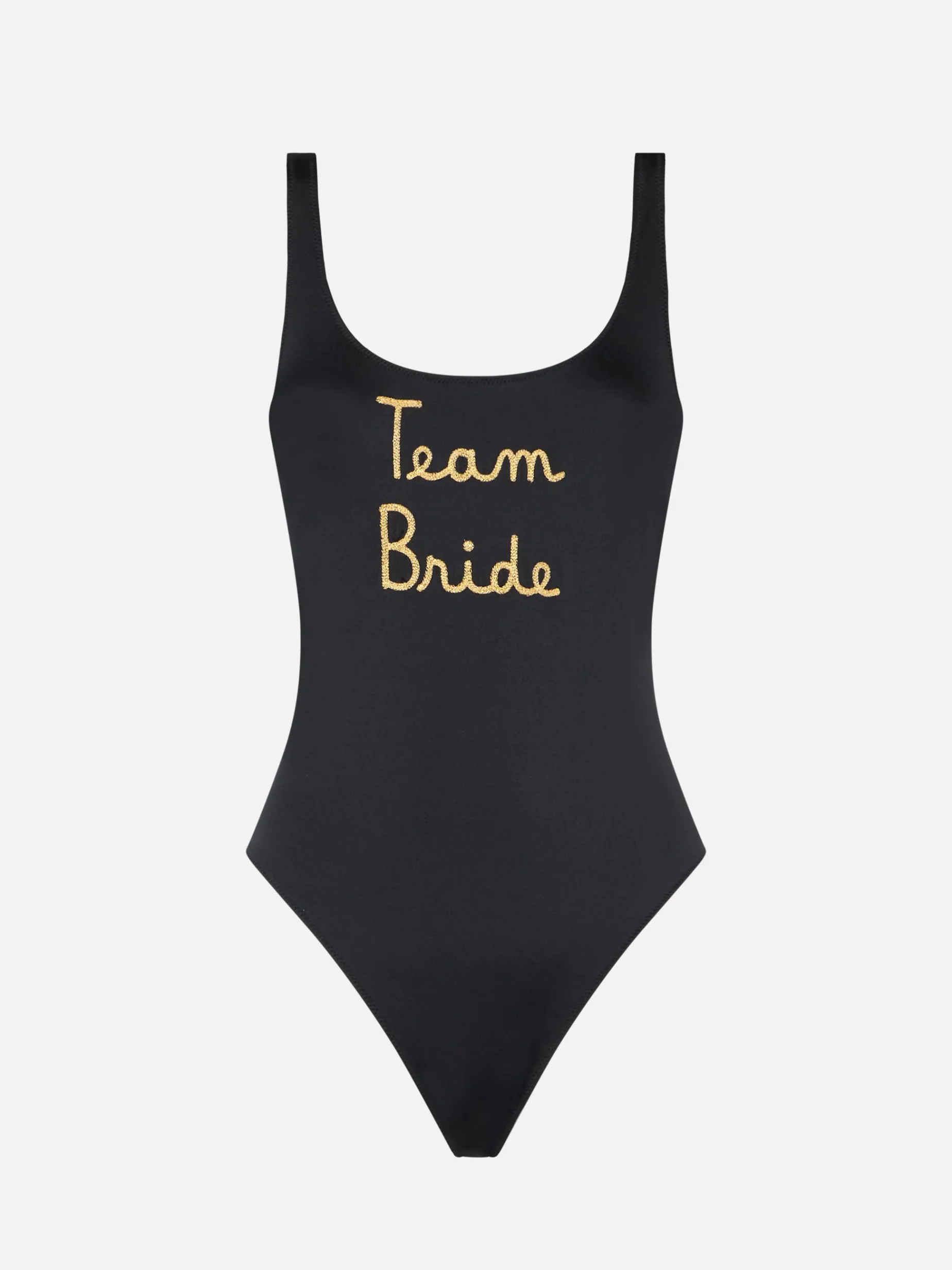 Einteiliger Damen-Badeanzug mit Team Bride-Stickerei