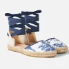 Flache Espadrillas mit Toile-de-Jouy-Print