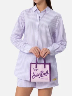 Fliederfarbene Mini-Vivian-Strohhandtasche