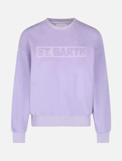 Fliederfarbenes Stardust-Sweatshirt für Damen aus Frottee-Baumwolle