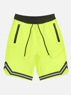 Fluogelbe Badeshorts im Surf-Stil