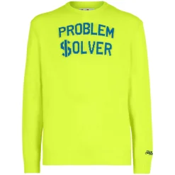 Fluogelber Herrenpullover mit Problem $olver-Aufdruck