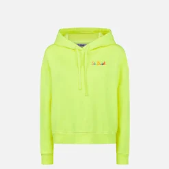 Fluogelber Kapuzenpullover mit St. Barth-Stickerei