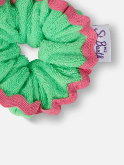 Fluogrünes Haargummi aus Frottee