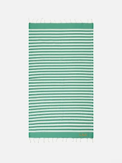 Fouta klassische Wabe mit weißen und grünen Streifen