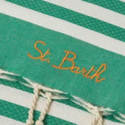 Fouta klassische Wabe mit weißen und grünen Streifen