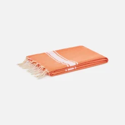 Fouta-Handtuch in Fluo-Orange, doppelt mit Schwamm