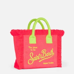 Fuchsiafarbene Frotteehandtasche von Colette mit Saint Barth-Logo