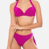 Fuchsiafarbener, plissierter Bralette-Bikini