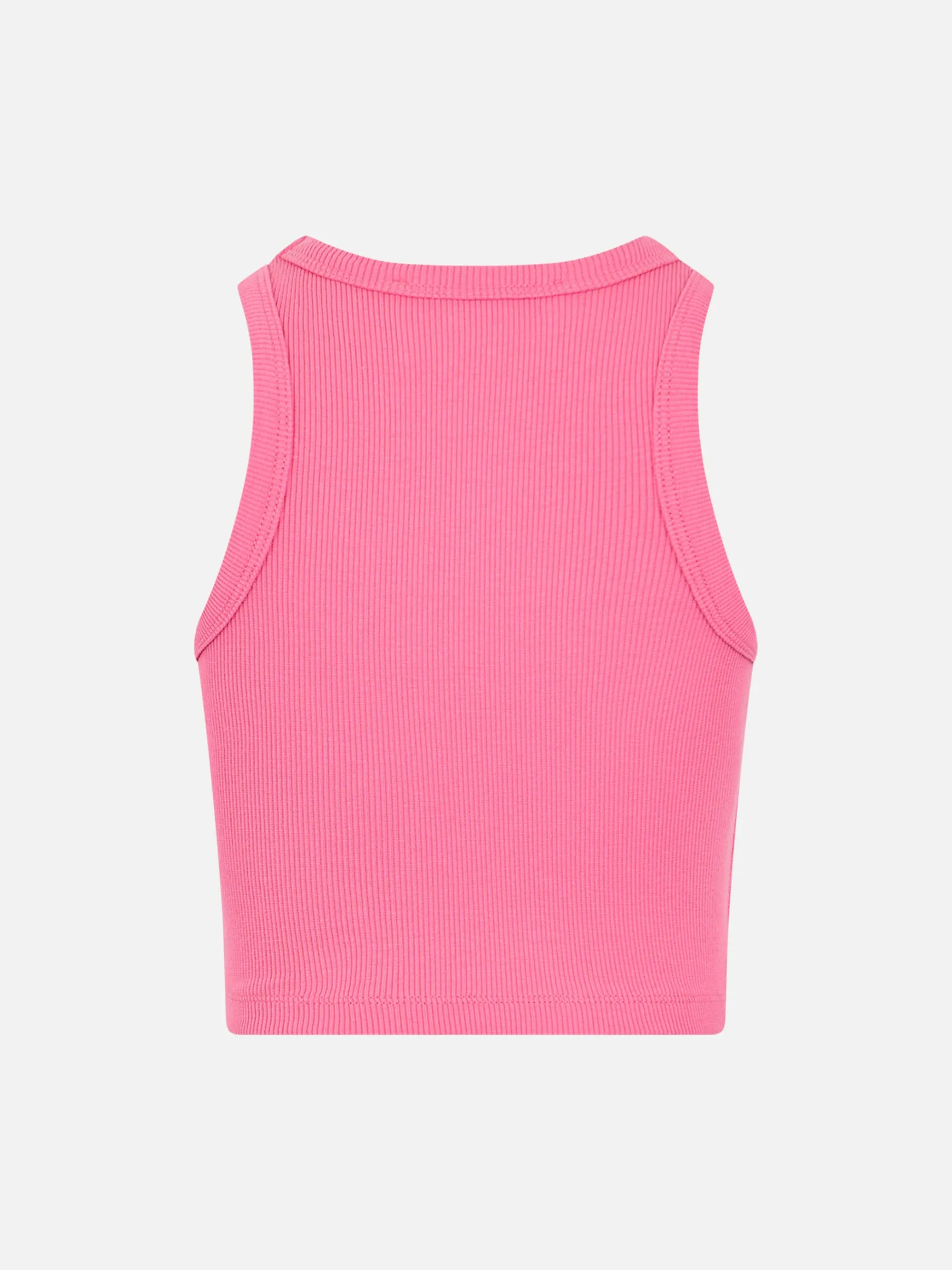 Fuchsiafarbenes Crop-Tanktop aus Rippstrick-Baumwolle für Mädchen