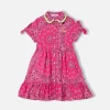 Fuchsiafarbenes Mädchenkleid mit Kopftuchmuster