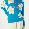Gebürsteter Damenpullover mit Gänseblümchen und „Summer Dreamer“-Stickerei