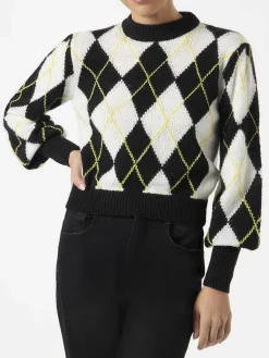Gebürsteter Damenpullover mit Argyle-Muster