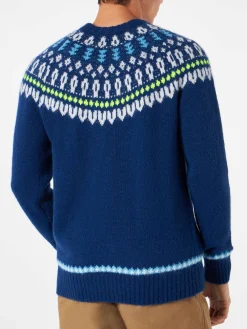 Gebürsteter Herrenpullover mit isländischem Jacquard