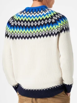Gebürsteter Herrenpullover mit isländischem Jacquard