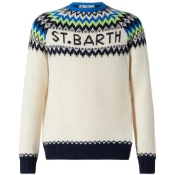 Gebürsteter Herrenpullover mit isländischem Jacquard
